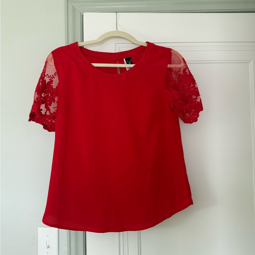Windsor Scarlet Lace Sleeve Blouse